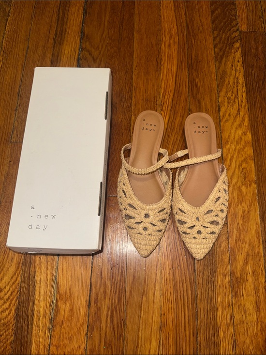 a new day Shoes - a new day Tan Woven Pointed-Toe Slingback Mules